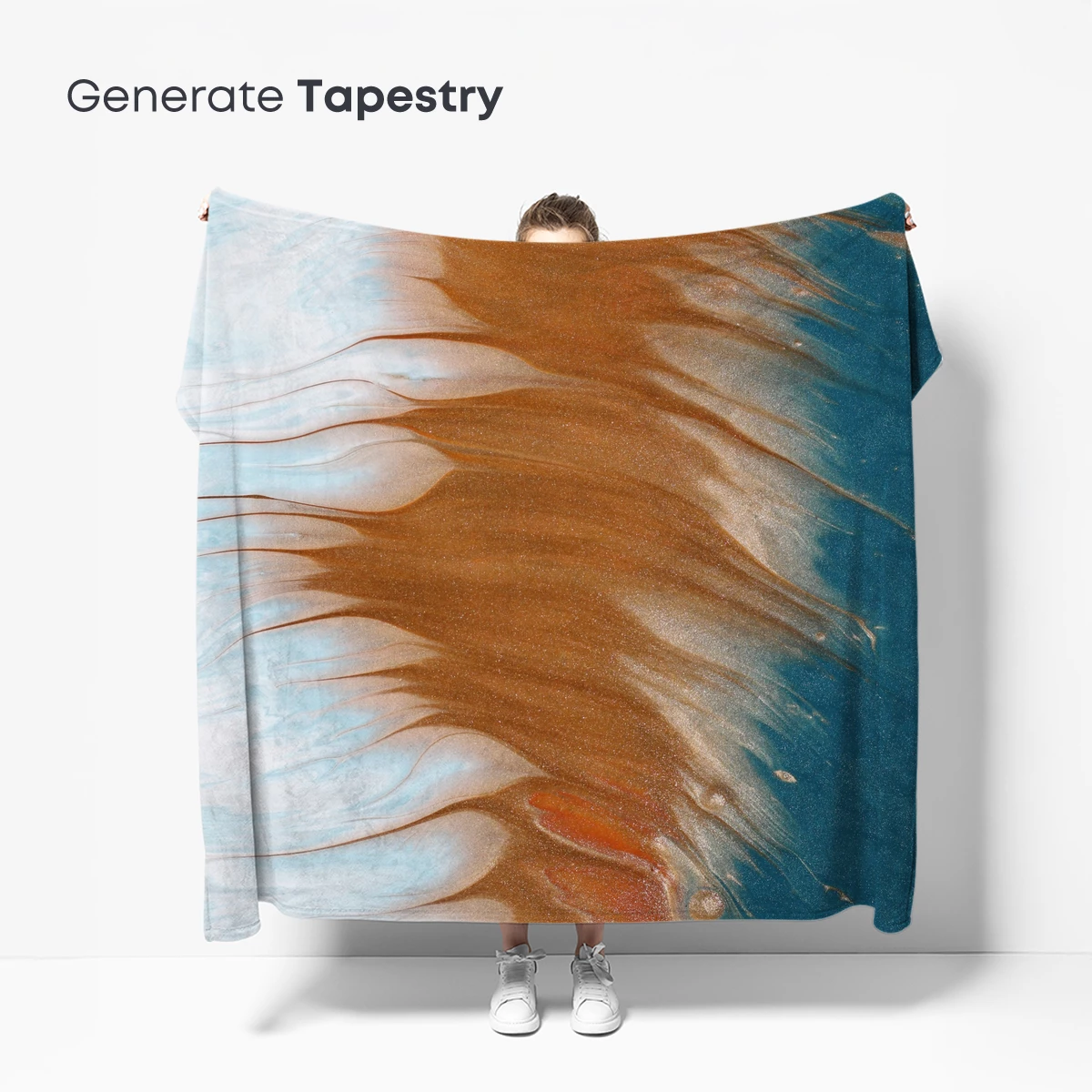 Fluid Fusion: Copper and Teal Abstract Waves - Image 5