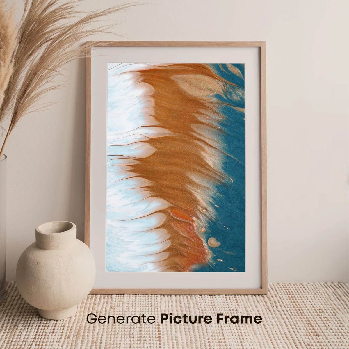Fluid Fusion: Copper and Teal Abstract Waves - Image 7