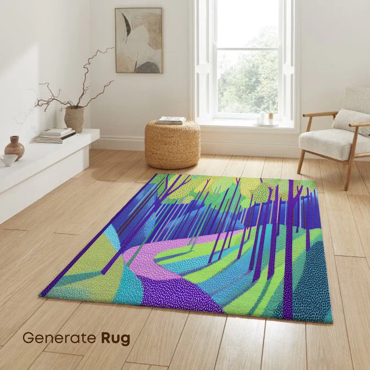 Dot-Painted Forest Path: A Vibrant Journey Through Nature's Palette - Image 6