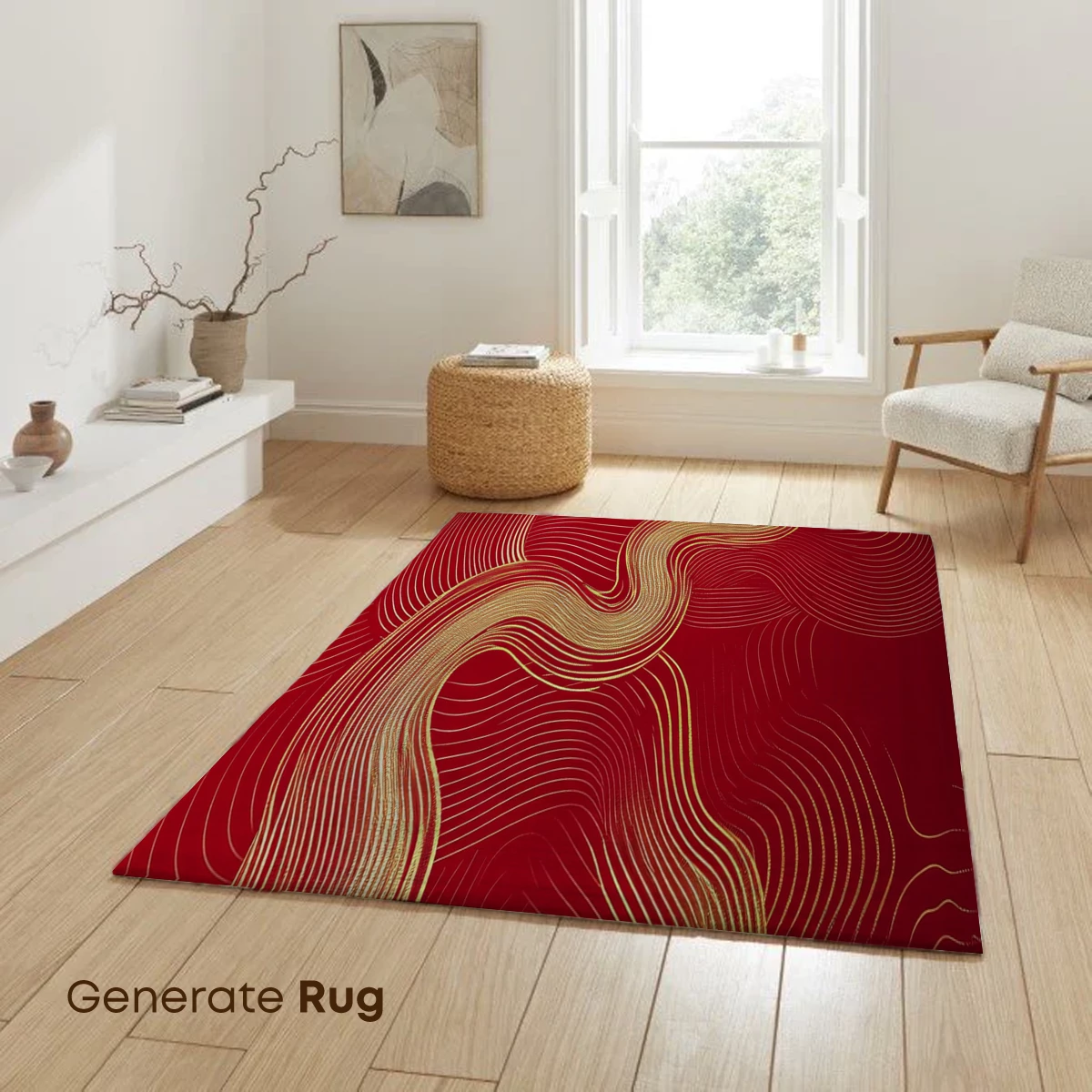 Golden Waves on Crimson: Abstract Elegance - Image 6