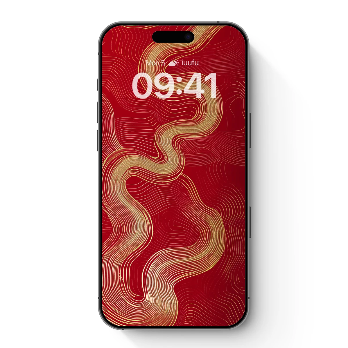 Golden Waves on Crimson: Abstract Elegance