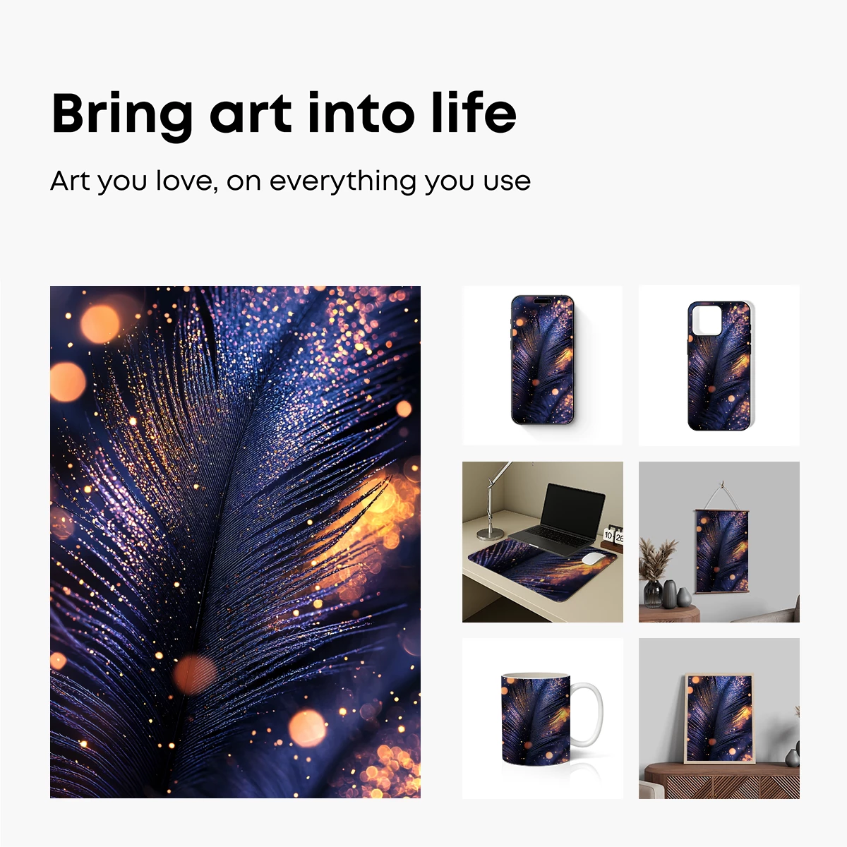 Glowing Feather Symphony: Mystical Bokeh Art - Image 2