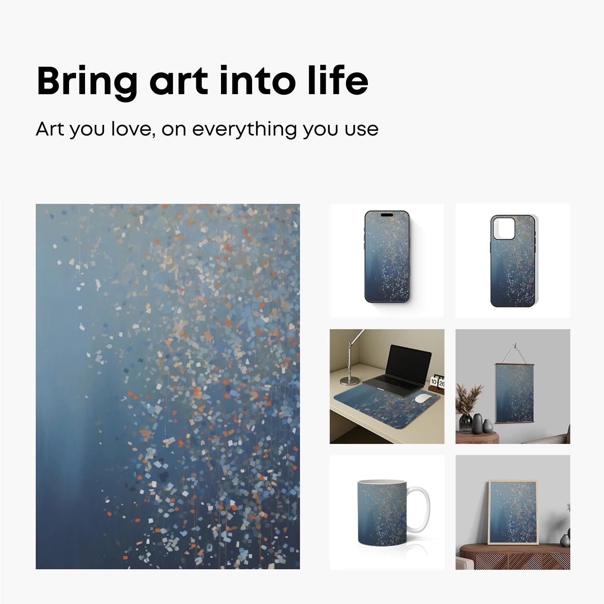 Confetti Rainfall: Abstract Blue Symphony - Image 2