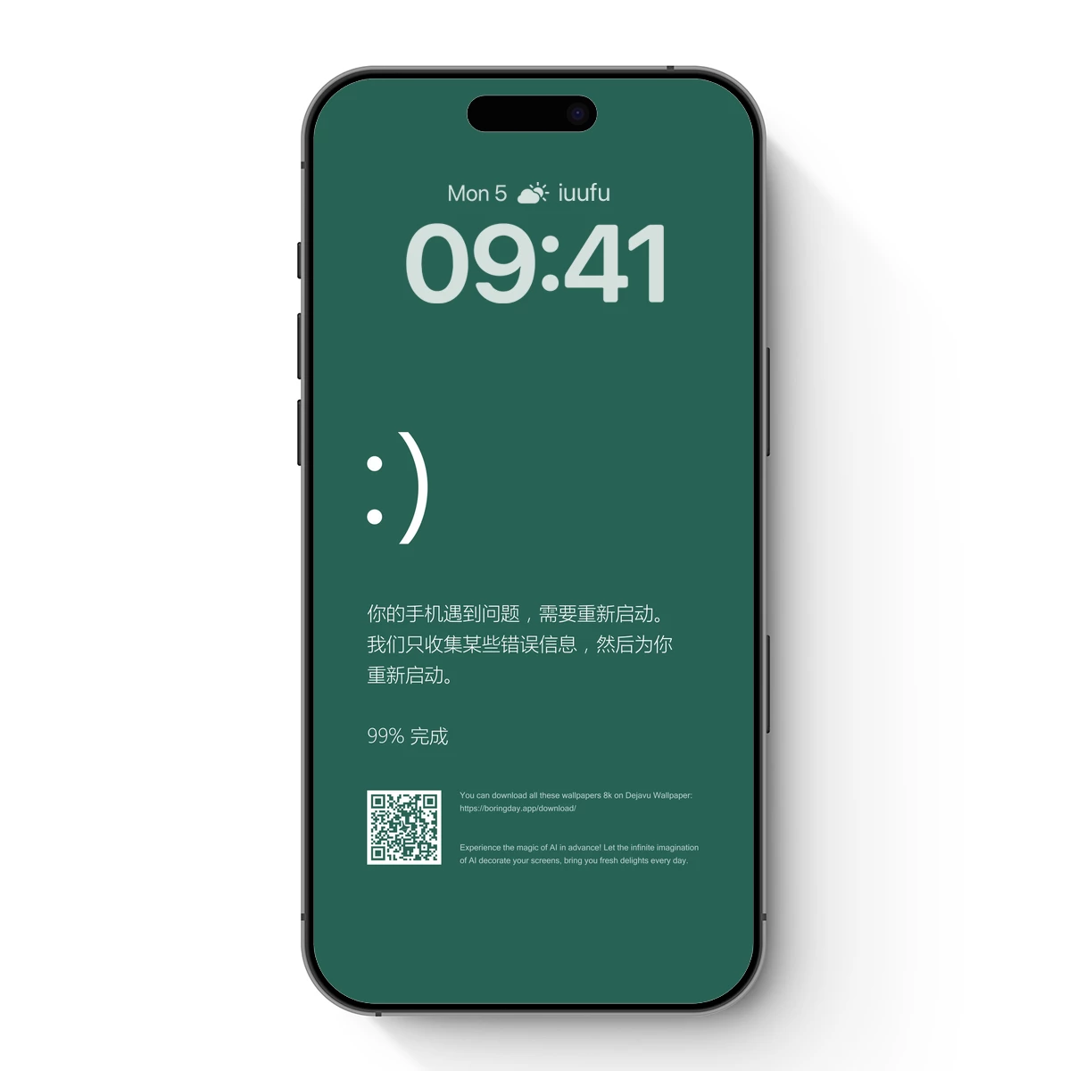 Digital Restart Odyssey: Teal Serenity with Smiley Embrace