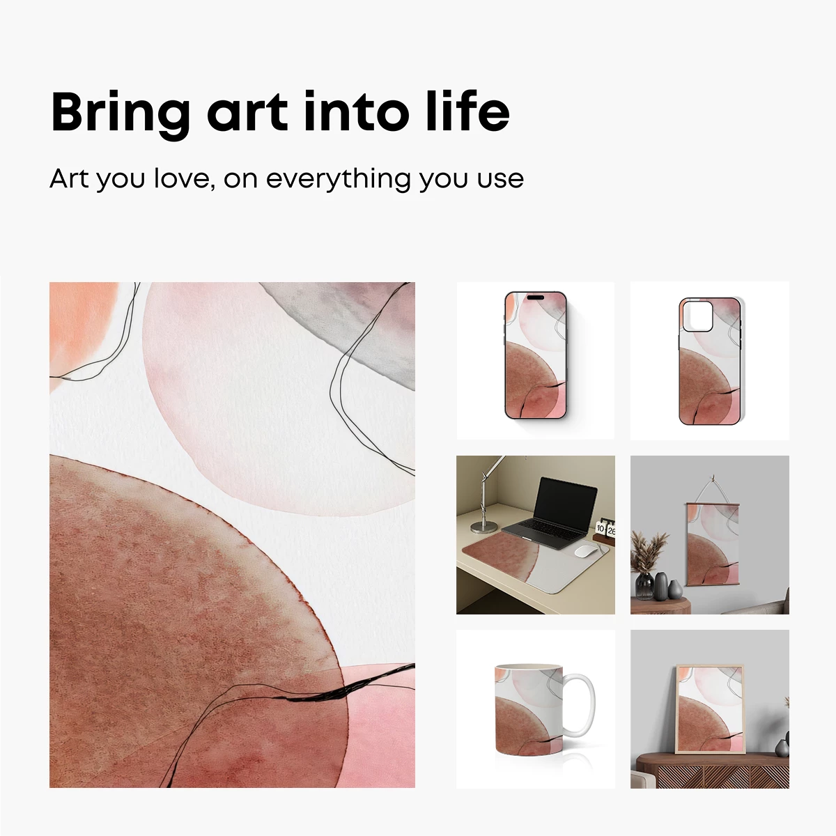 Abstract Watercolor Elegance: Blush Tones and Flowing Lines - Image 2