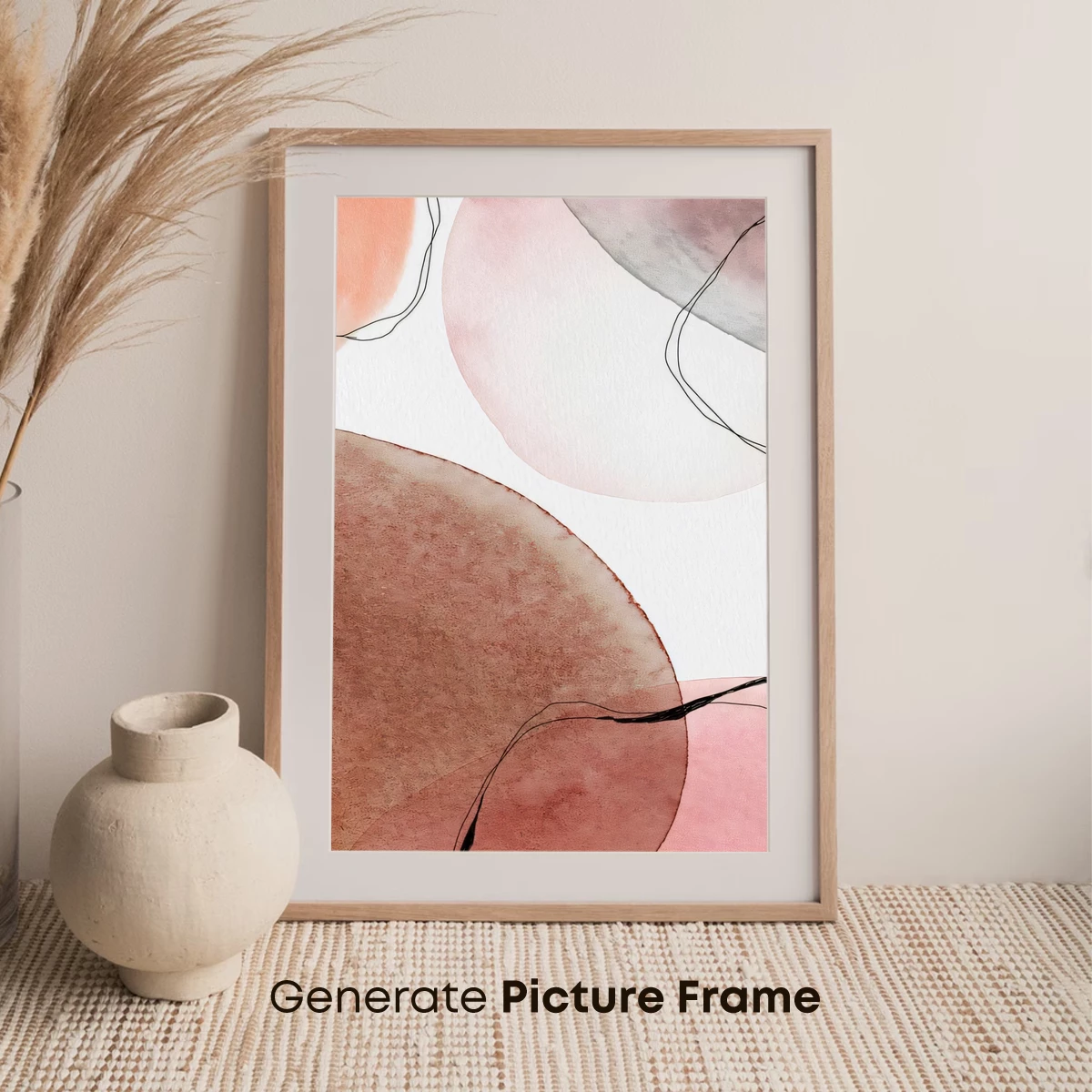 Abstract Watercolor Elegance: Blush Tones and Flowing Lines - Image 7