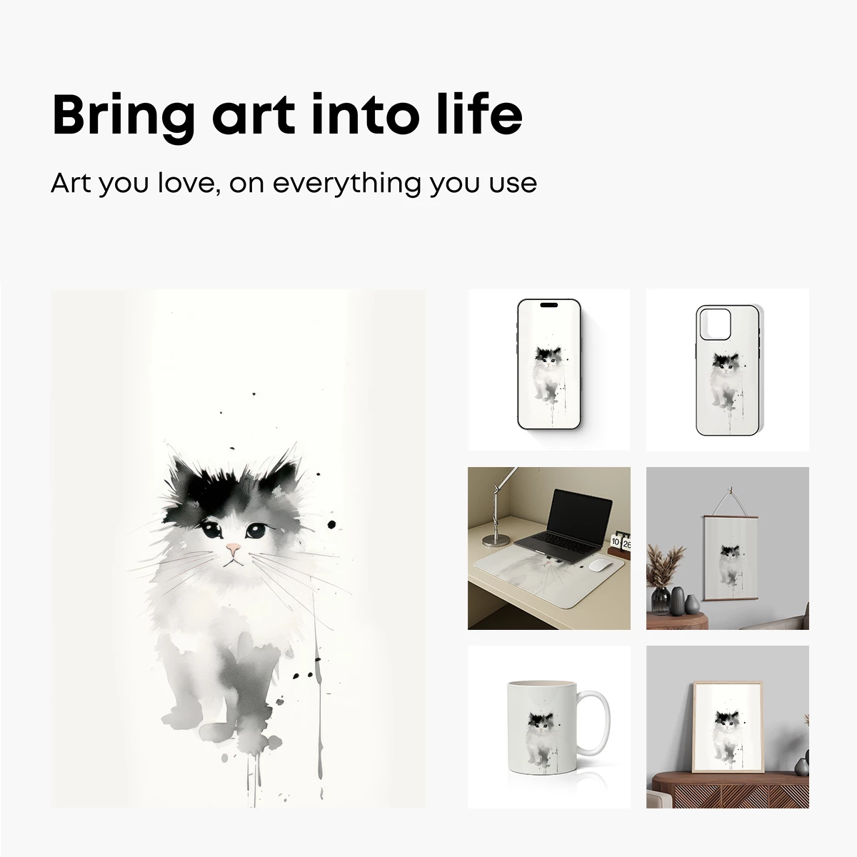 Ink-Splashed Kitten: Whimsical Watercolor Charm - Image 2