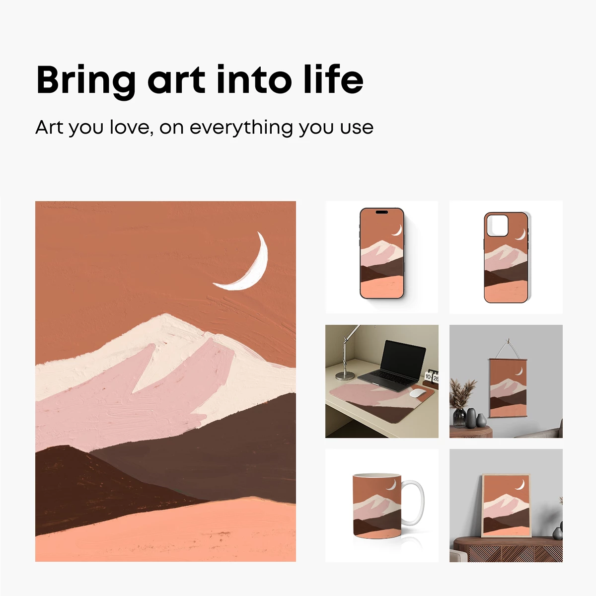 Desert Moonrise: Abstract Terracotta Landscape - Image 2