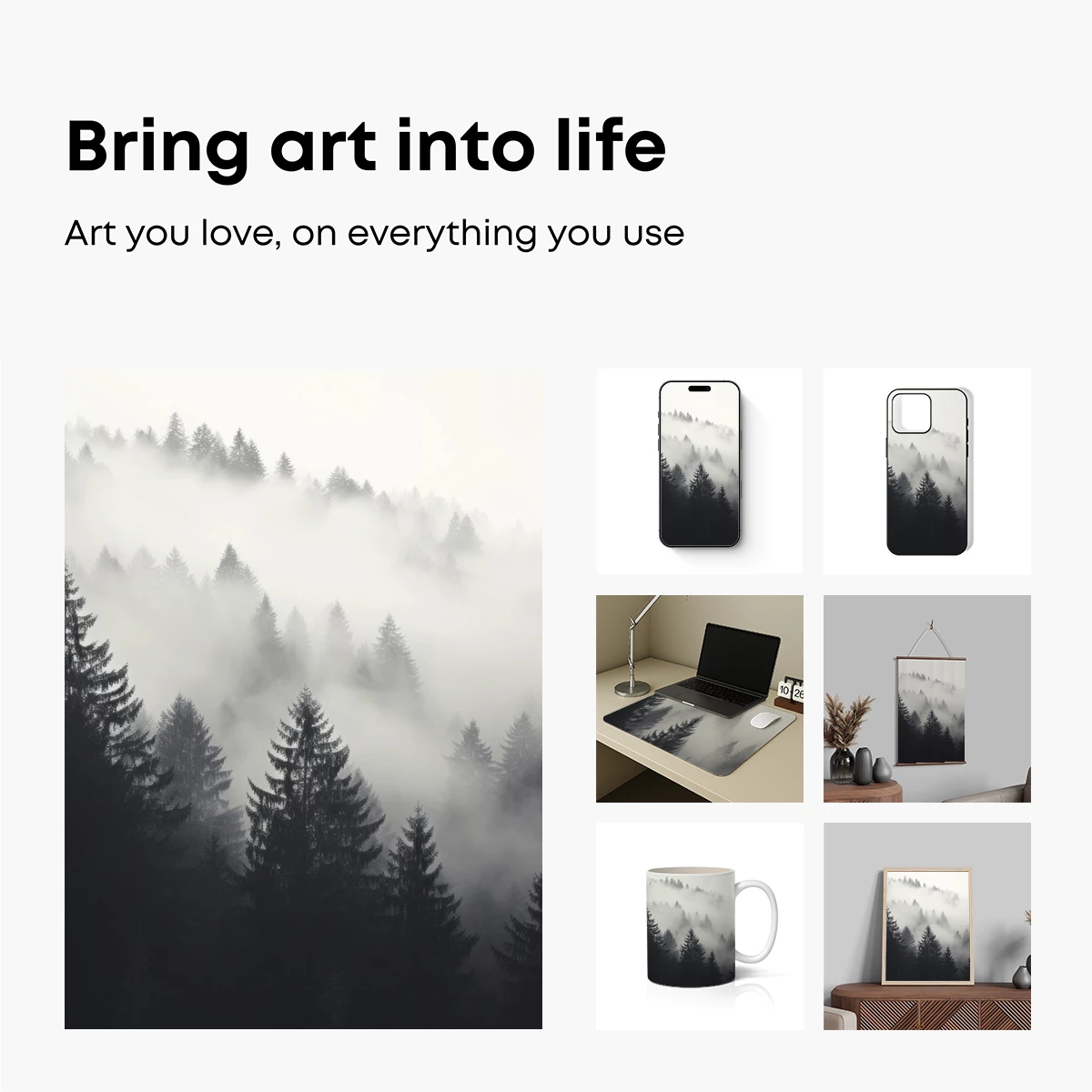 Misty Pine Forest: Veiled Elegance in Fog - Image 2