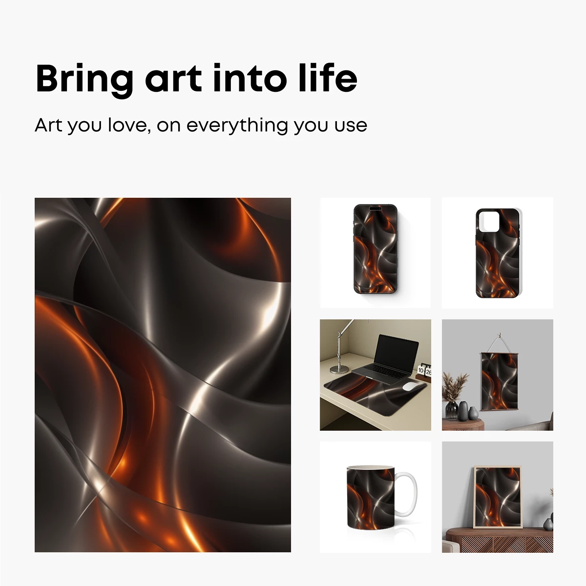 Ethereal Silk Waves: Copper and Silver Fusion - Image 2