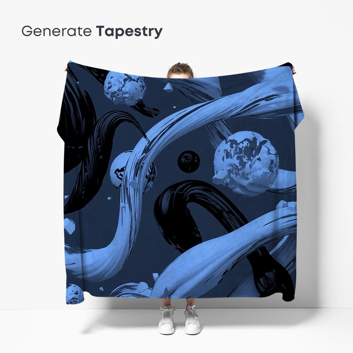 Ethereal Ink Swirls: Cosmic Dance of Black and Blue - Image 5