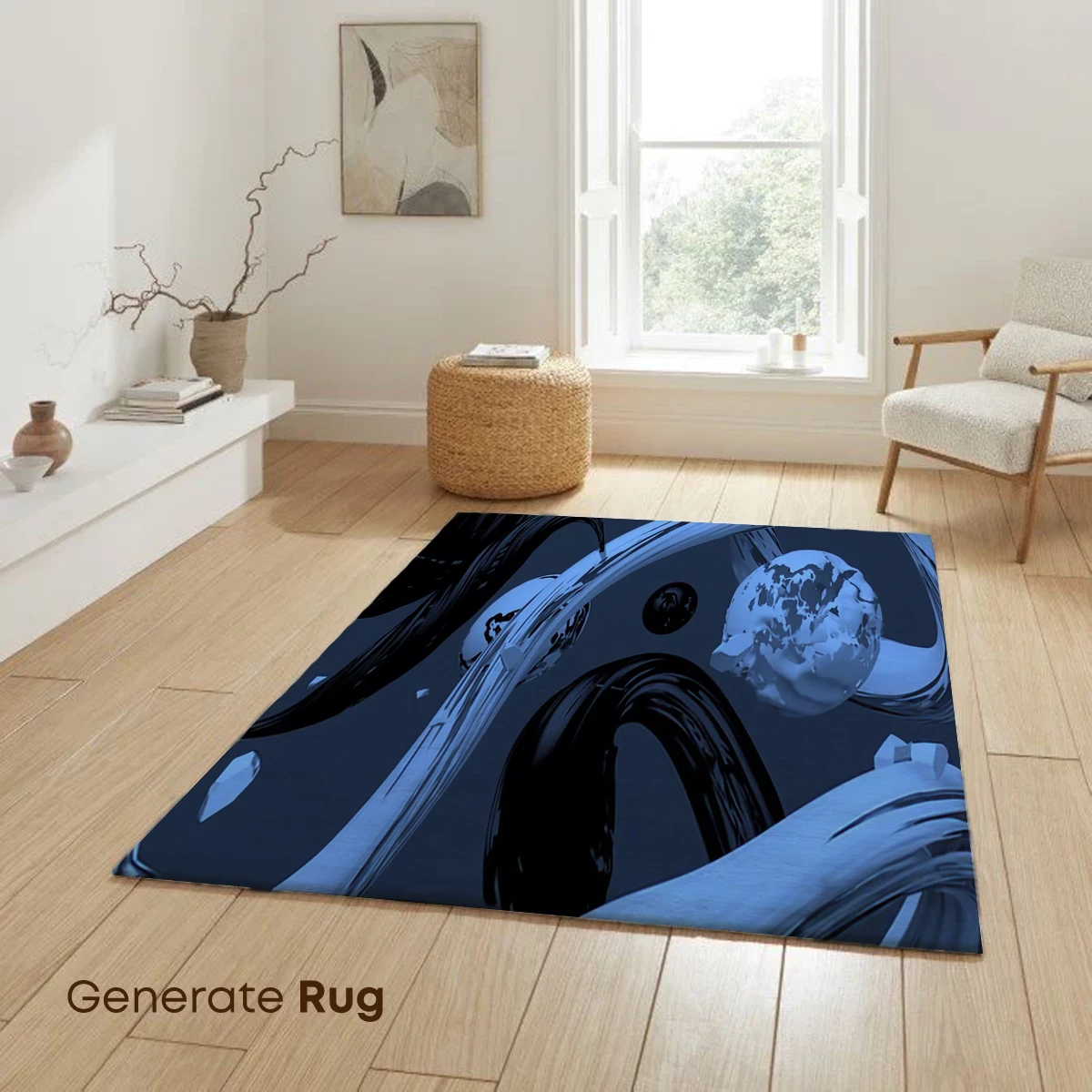 Ethereal Ink Swirls: Cosmic Dance of Black and Blue - Image 6