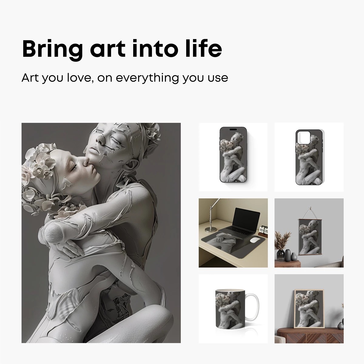 Eternal Embrace: Sculpted Romance in Monochrome - Image 2