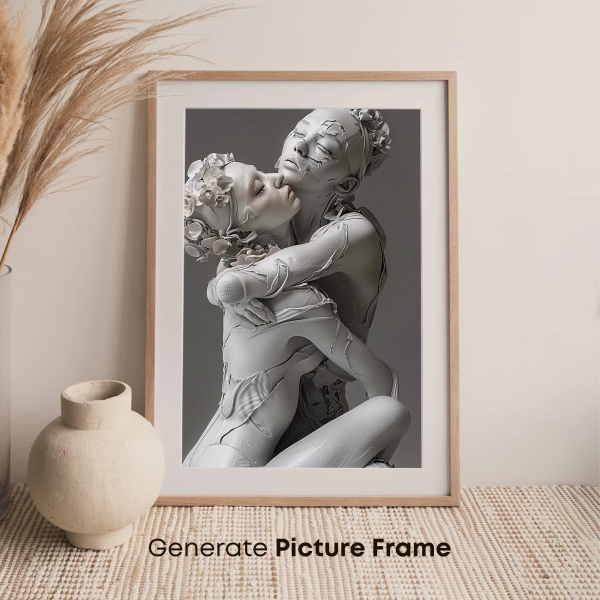 Eternal Embrace: Sculpted Romance in Monochrome - Image 7