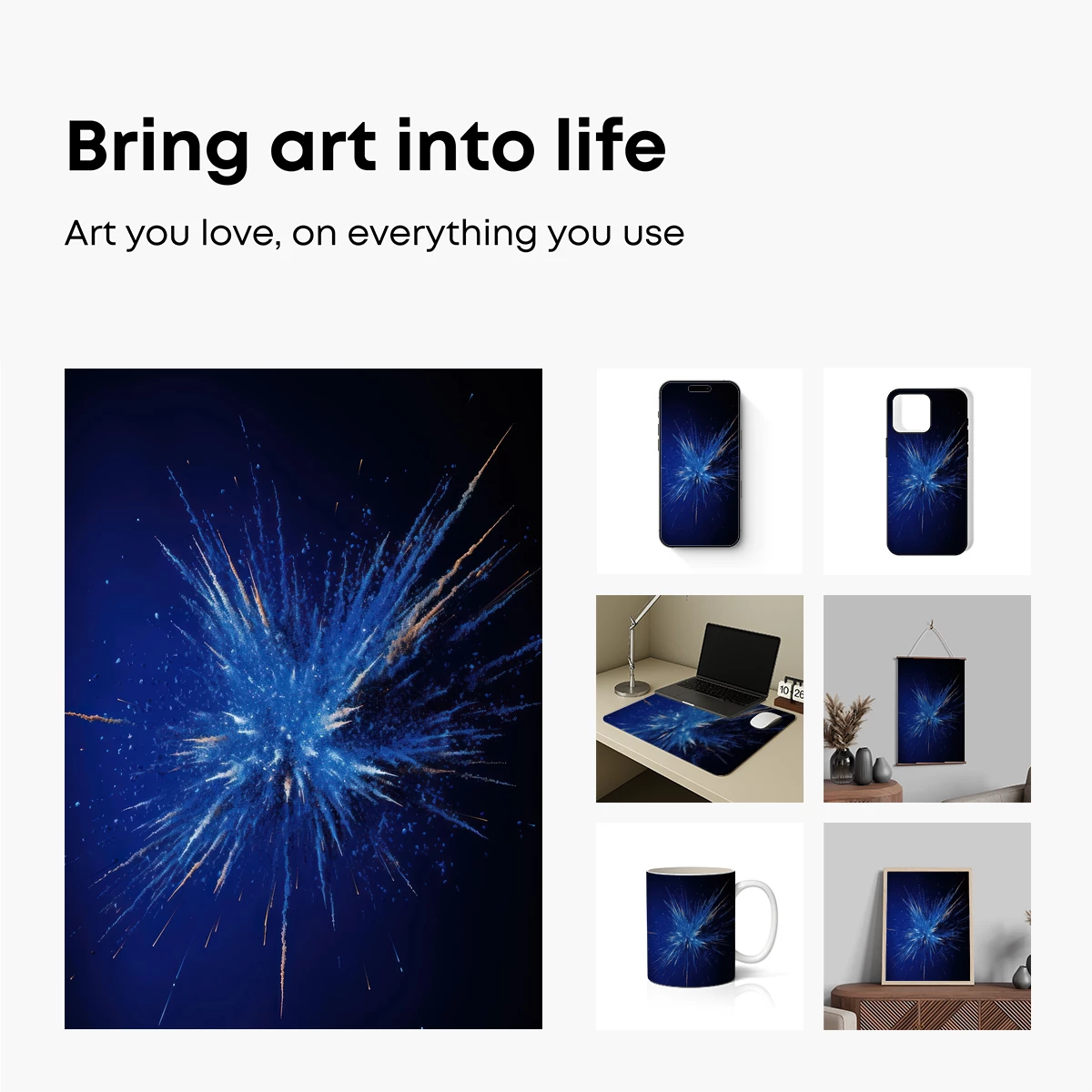 Blue Firework Burst: Night Sky Spectacle