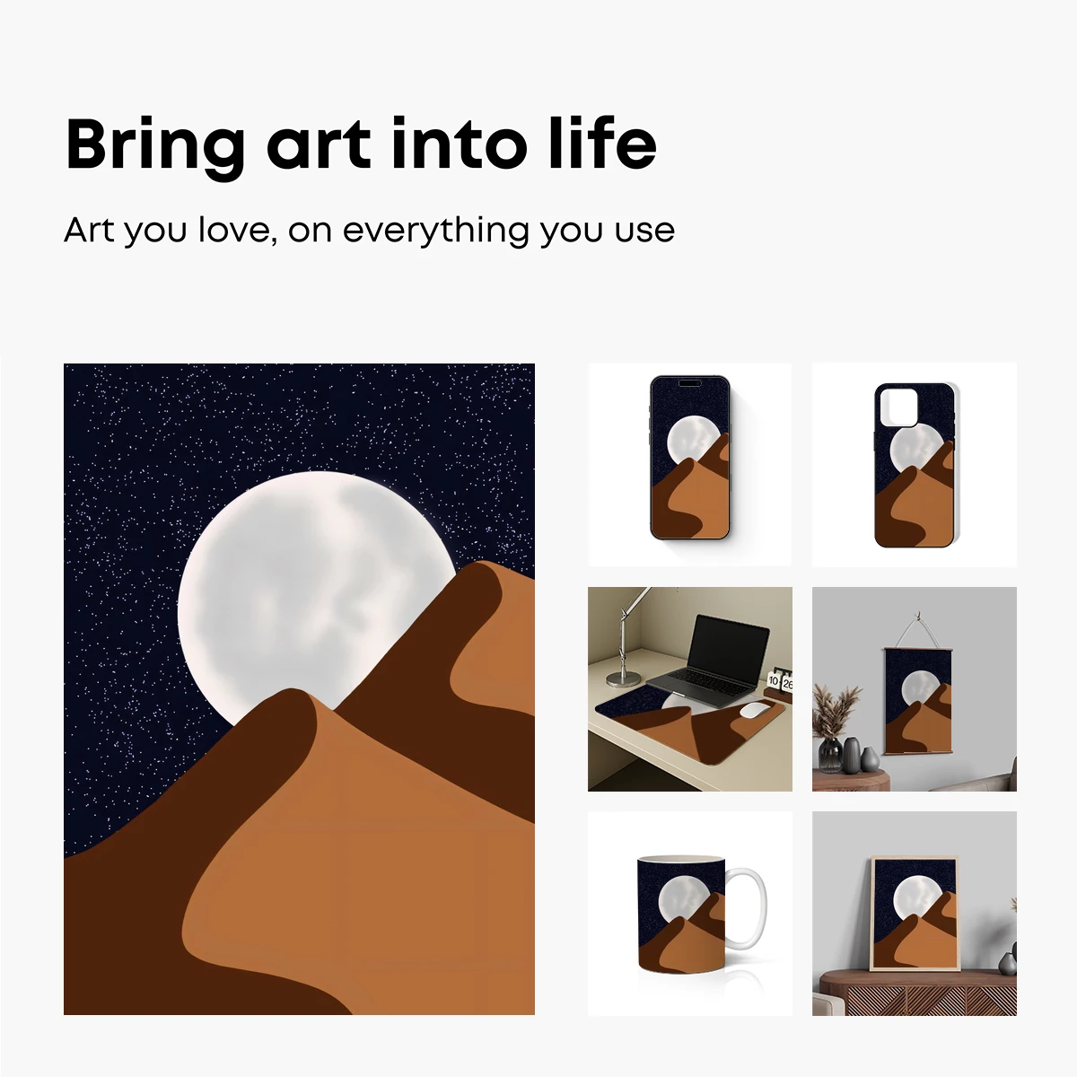 Desert Moonrise: Minimalist Night Landscape - Image 2