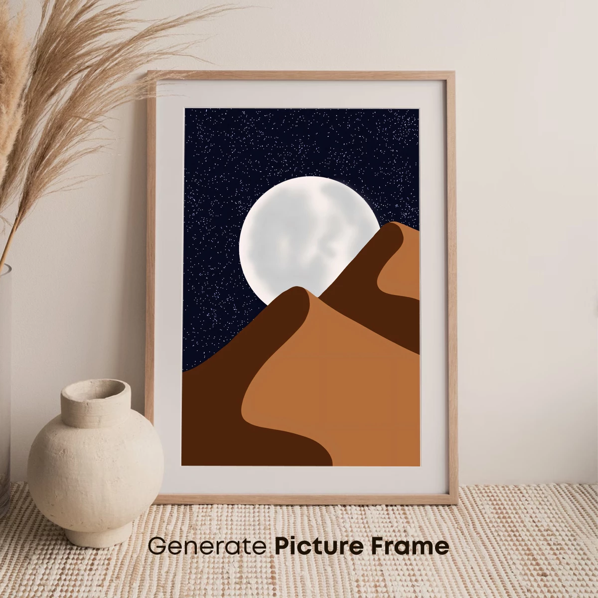 Desert Moonrise: Minimalist Night Landscape - Image 7