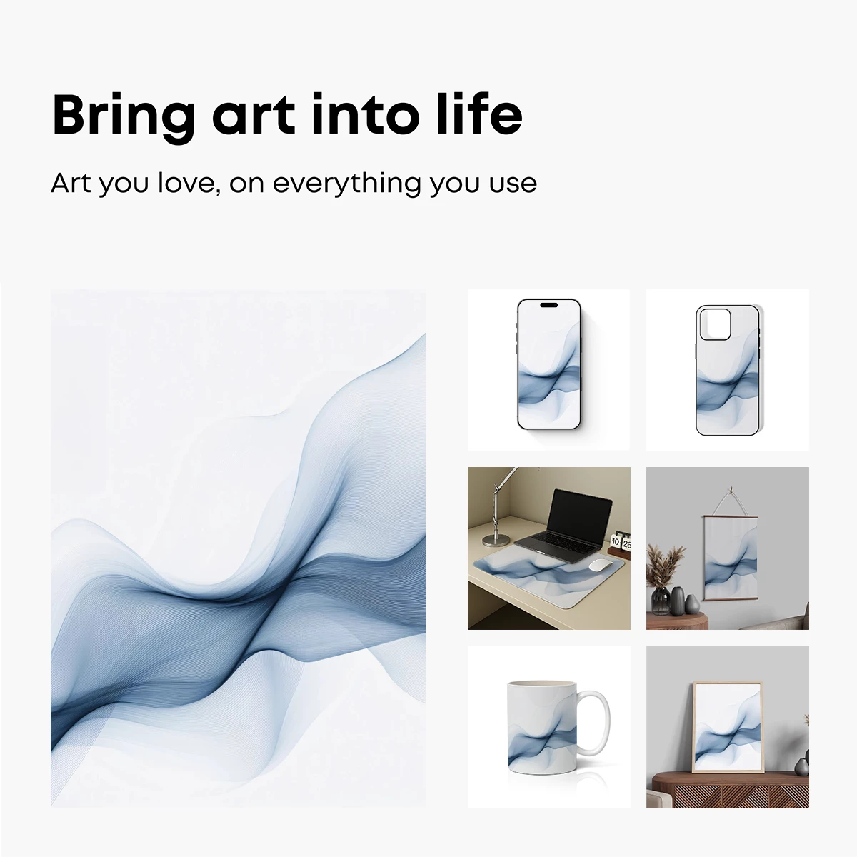 Ethereal Blue Waves: A Digital Abstract Symphony