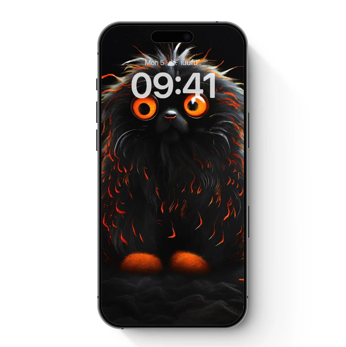 Flaming Feline: Gothic Fur and Fiery Eyes