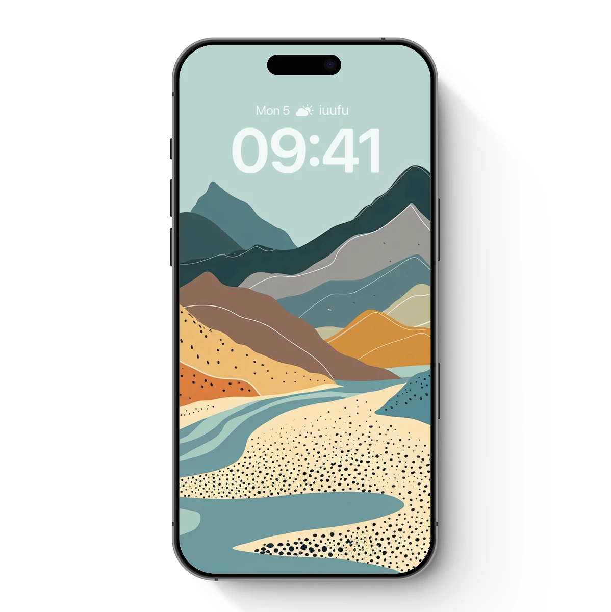 Abstract Mountain Odyssey: Layered Peaks and Winding Rivers