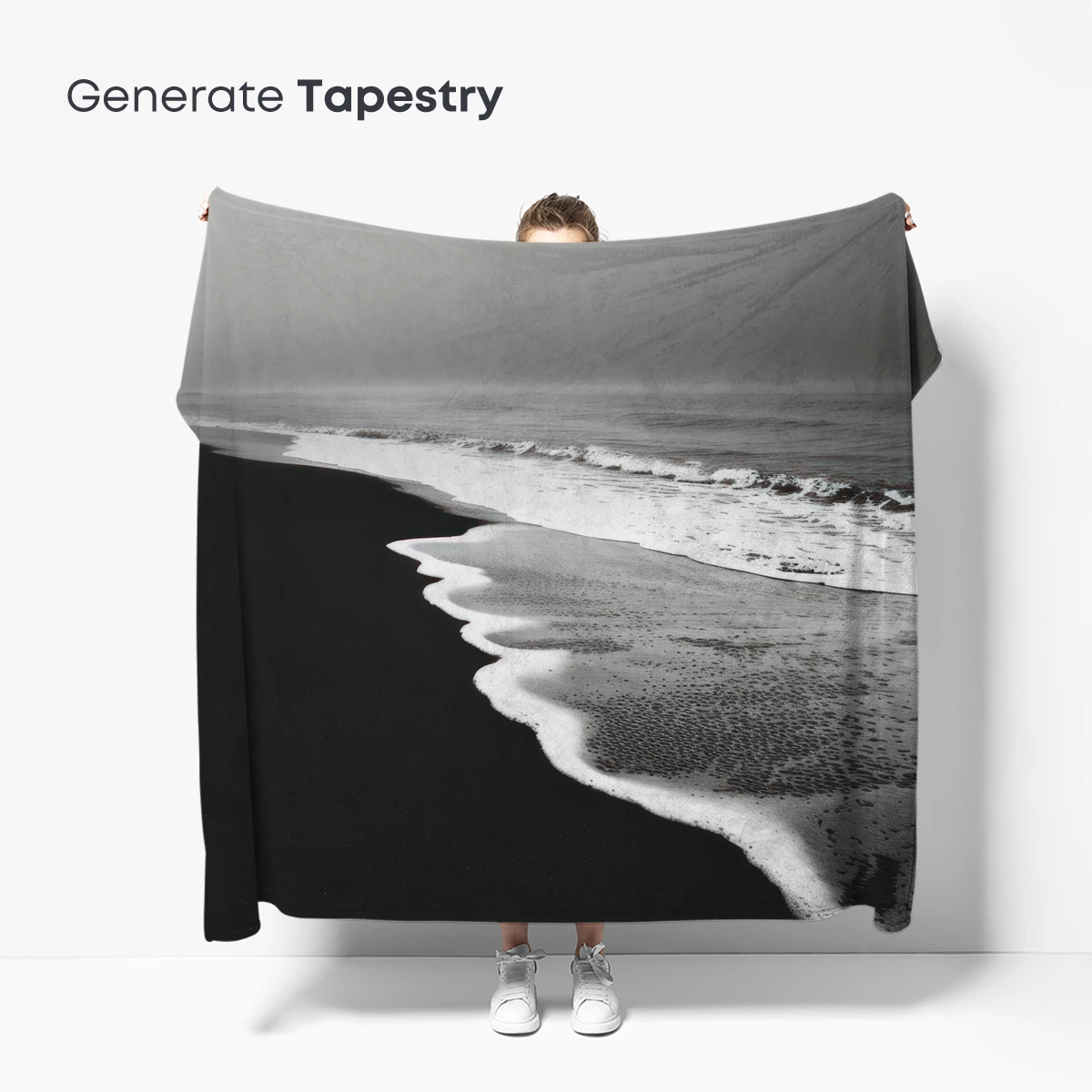 Eternal Black Sands: Monochrome Coastal Serenity - Image 5