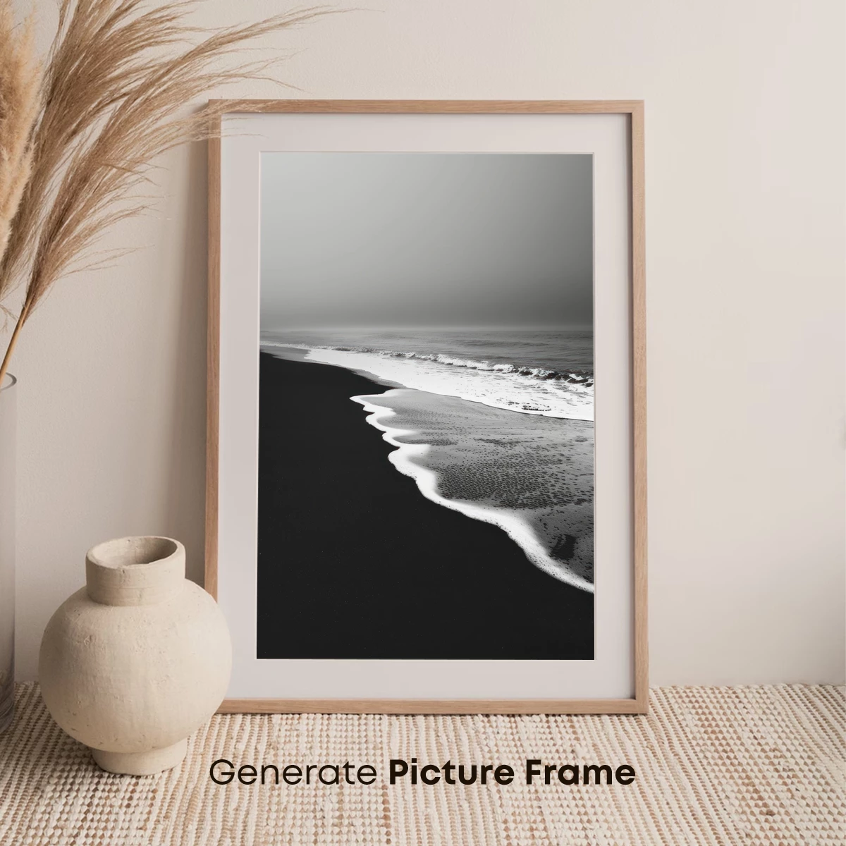 Eternal Black Sands: Monochrome Coastal Serenity - Image 7