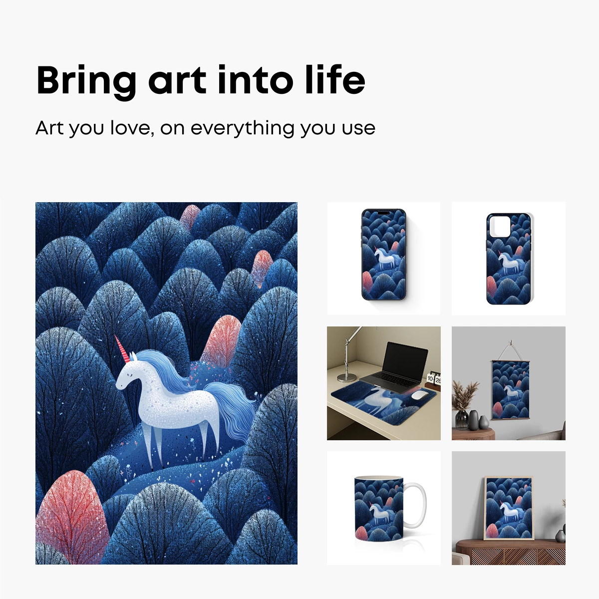 Enchanted Unicorn in Midnight Forest - Image 2