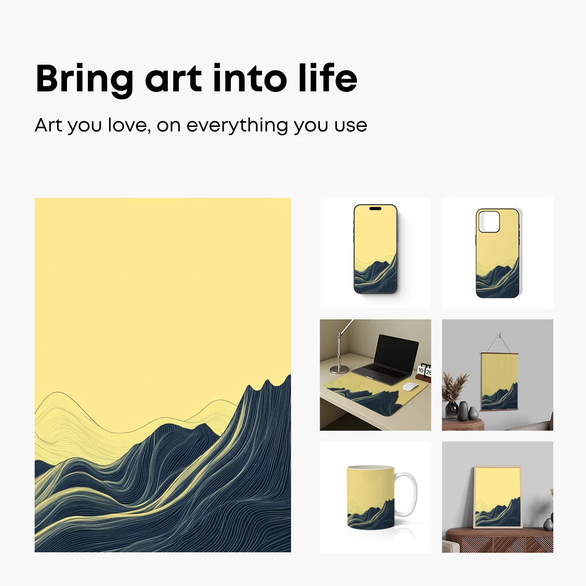 Line Art Mountain Odyssey: Yellow Horizon - Image 2