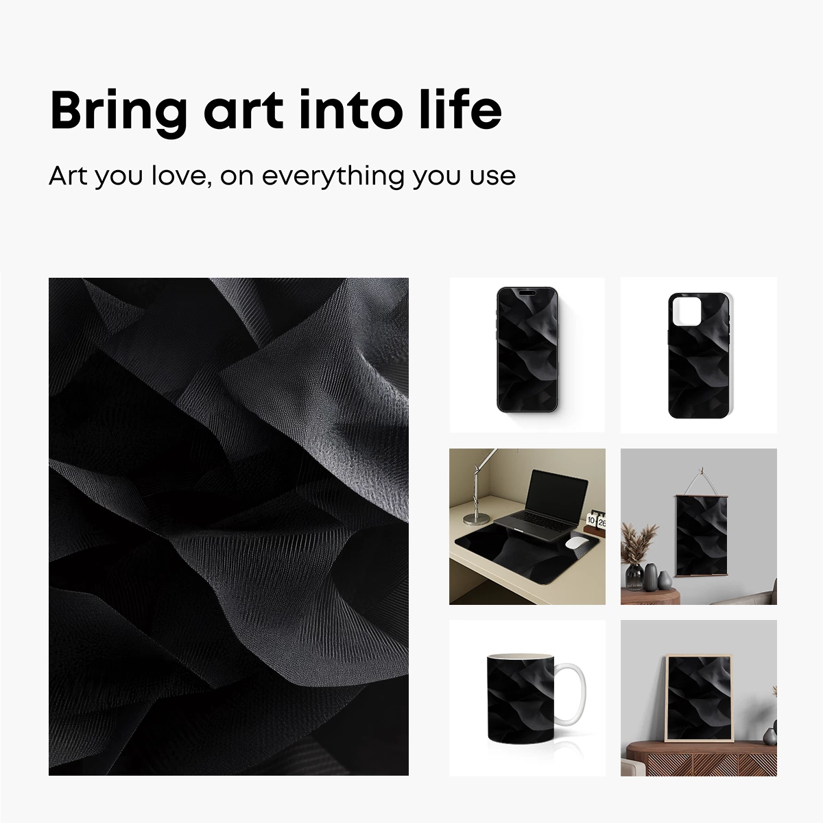 Ethereal Black Silk Waves