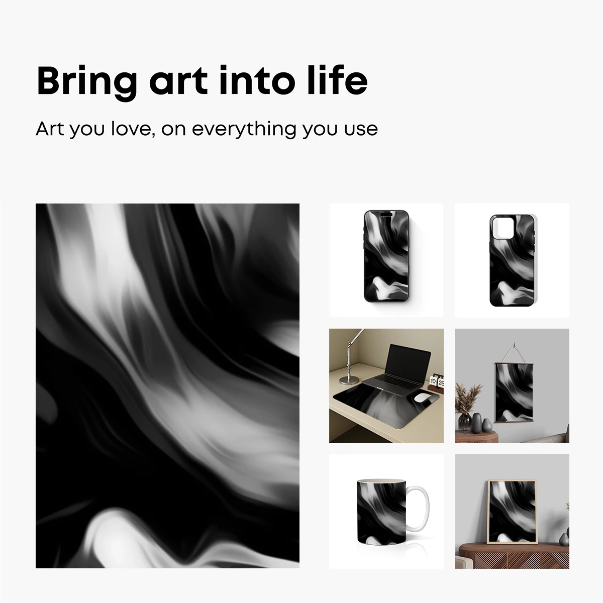 Ethereal Smoke Dance: Monochrome Flow - Image 2
