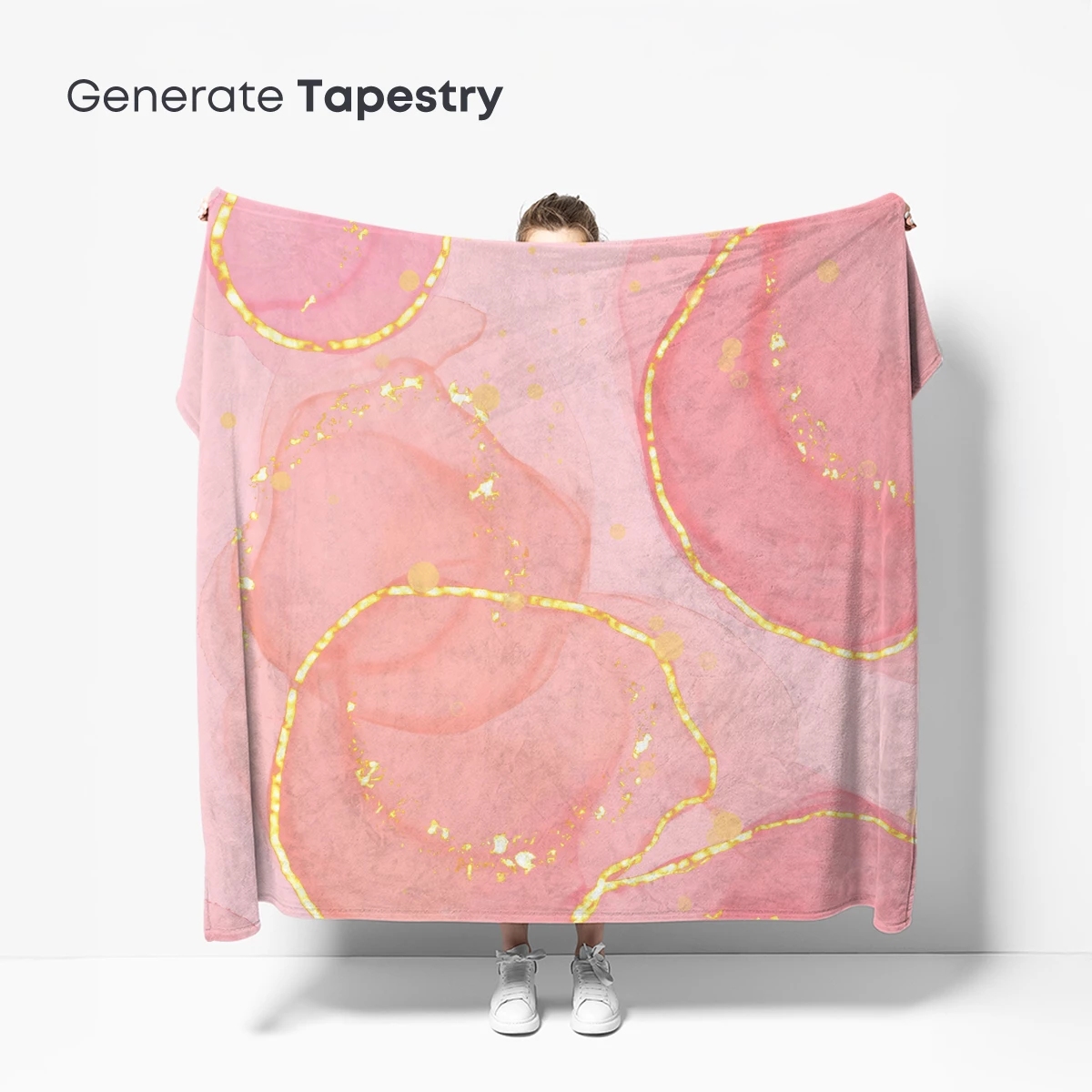 Golden Halo Pink Circles: Ethereal Abstract Art - Image 5