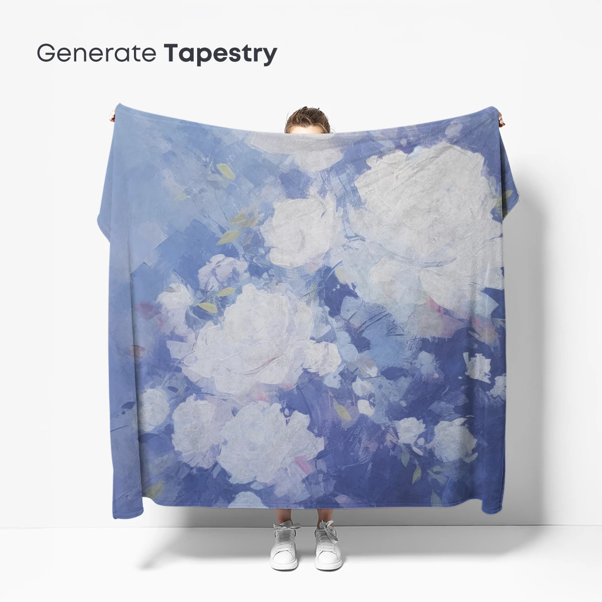 Ethereal White Roses in Blue Hues - Image 5