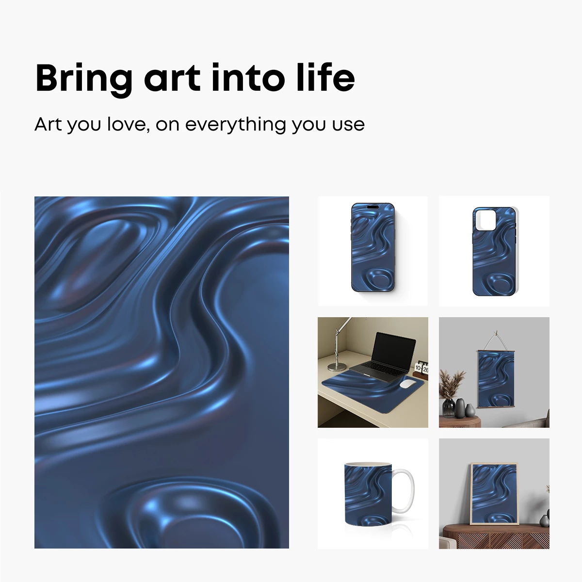 Fluid Blue Elegance: Abstract Sculptural Waves - Image 2