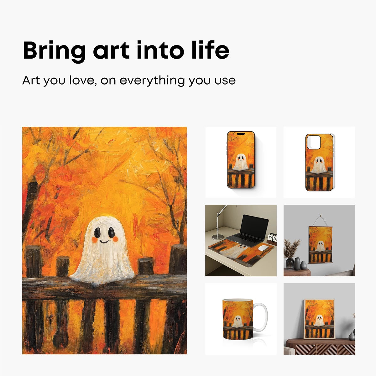 Autumn Ghost: Whimsical Halloween Spirit in a Fall Forest - Image 2