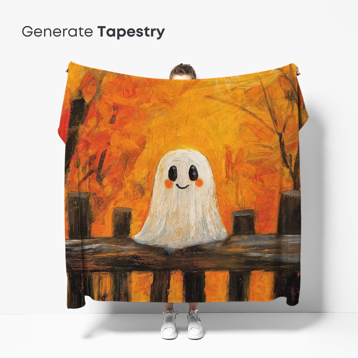 Autumn Ghost: Whimsical Halloween Spirit in a Fall Forest - Image 5