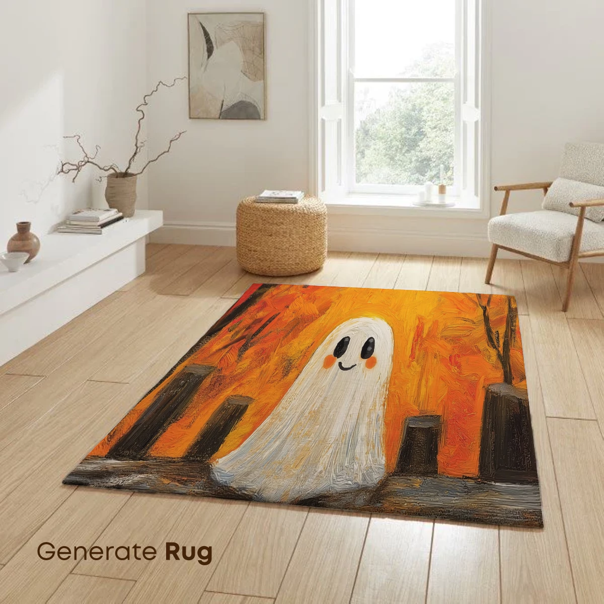 Autumn Ghost: Whimsical Halloween Spirit in a Fall Forest - Image 6