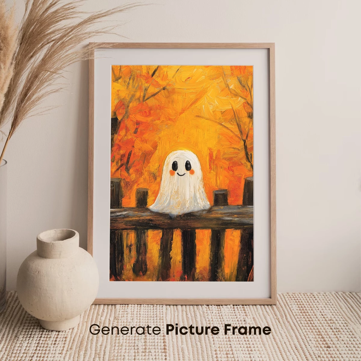 Autumn Ghost: Whimsical Halloween Spirit in a Fall Forest - Image 7