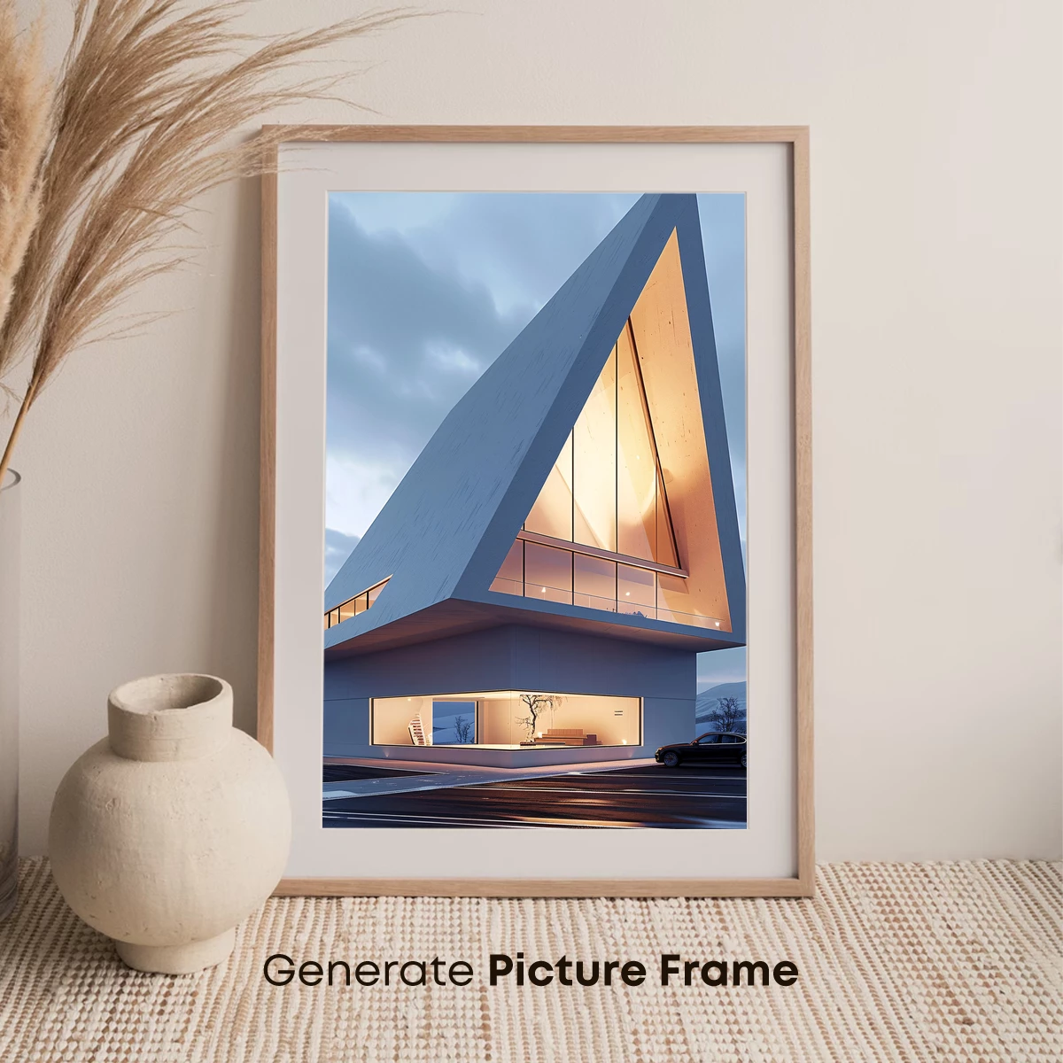 Geometric Luminary: Futuristic Triangle House - Image 7
