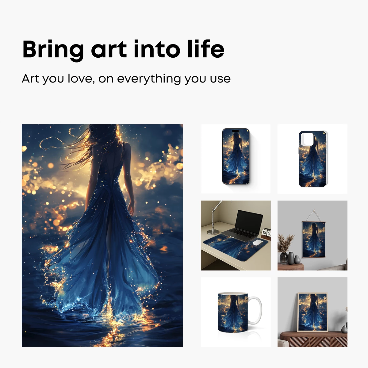 Ethereal Water Muse: Glowing Gown in Twilight - Image 2