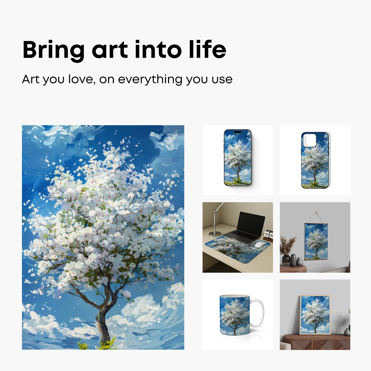 Blossom Tree Under Whimsical Skies - Image 2