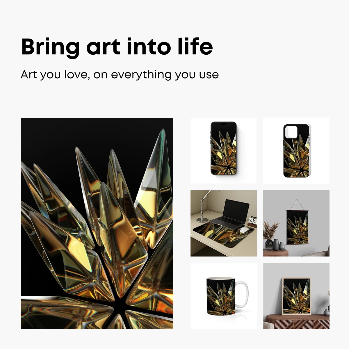 Golden Crystal Spikes: A Radiant Sculpture - Image 2