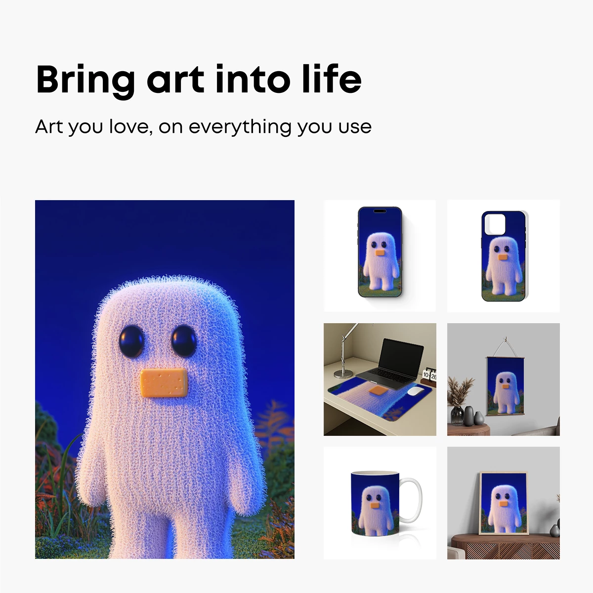 Fuzzy Ghostly Creature in a Dreamy Night Garden - Image 2