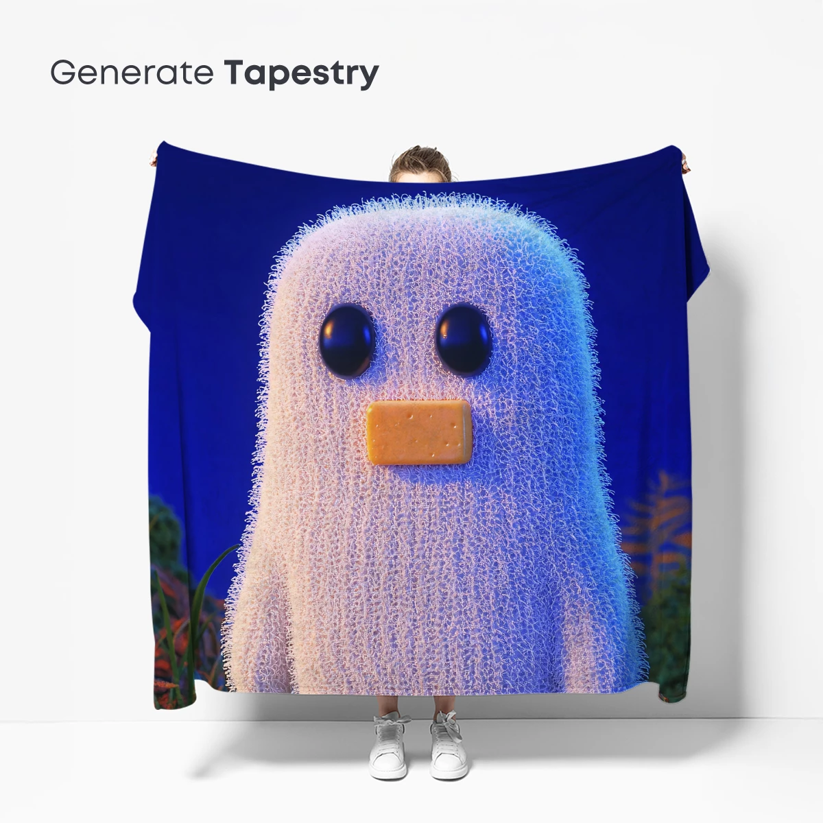 Fuzzy Ghostly Creature in a Dreamy Night Garden - Image 5