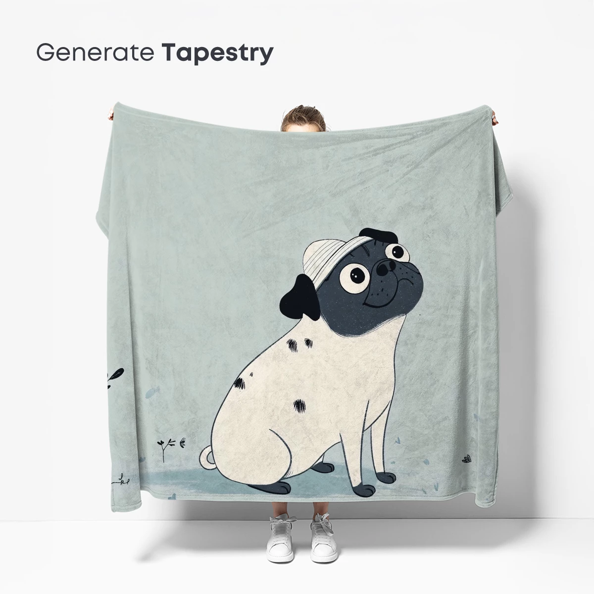Chic Pug in Beret: Whimsical Cartoon Elegance - Image 5