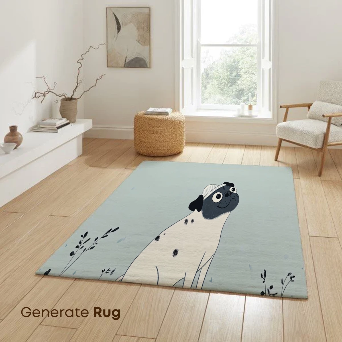Chic Pug in Beret: Whimsical Cartoon Elegance - Image 6