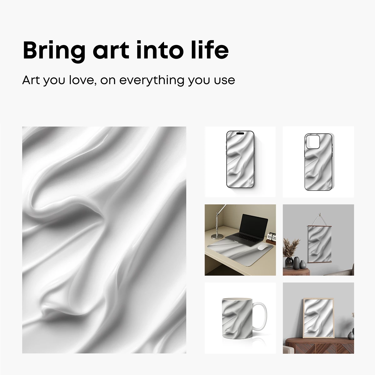 Elegant Silk Waves: A Study in White - Image 2