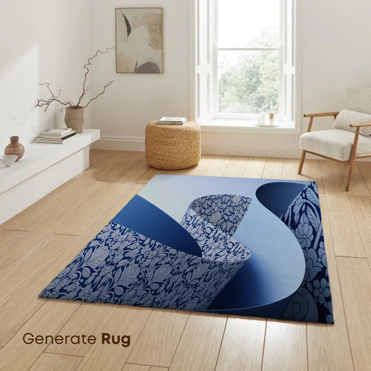 Blue Floral Ribbon Spirals: A Modern Art Odyssey - Image 6