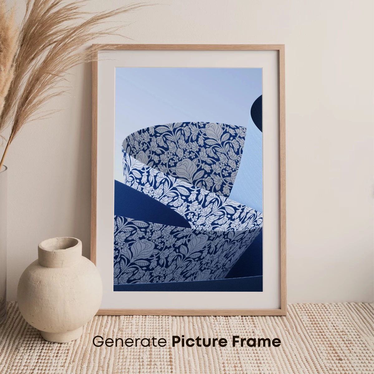 Blue Floral Ribbon Spirals: A Modern Art Odyssey - Image 7