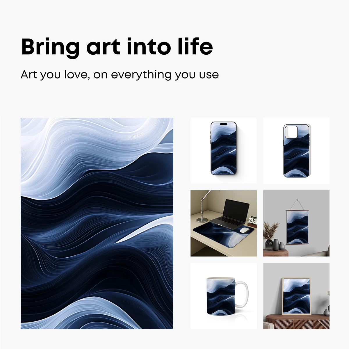 Ethereal Waves: A Symphony of Blue and White