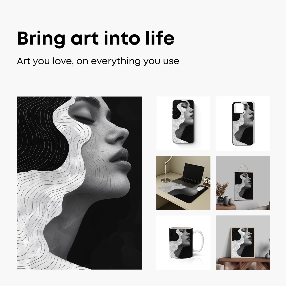Contour Whispers: Elegance in Monochrome Flow - Image 2